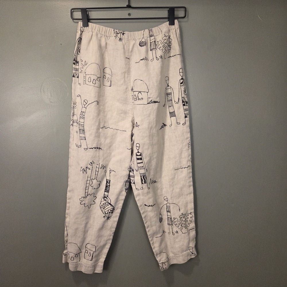 Vintage Chico's Design 100% Linen Pull On Cropped Capri Pants Y2K, 24" Waist - Picture 2 of 9